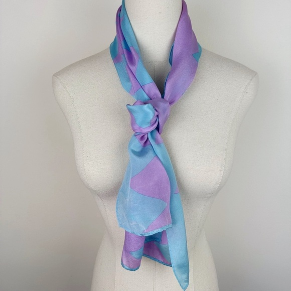 Vintage Blue & Purple Zig Zag Silk Scarf - Picture 10 of 10
